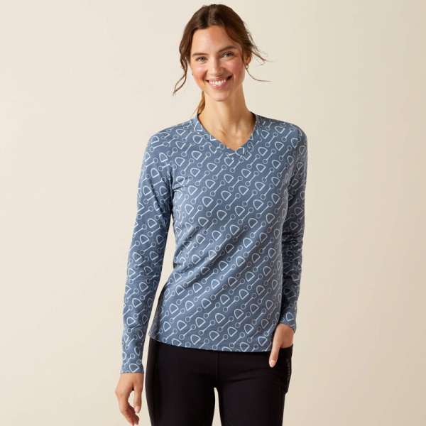 ARIAT　W's HARDWARE PRINT長袖Tシャツ　チャイナブルー